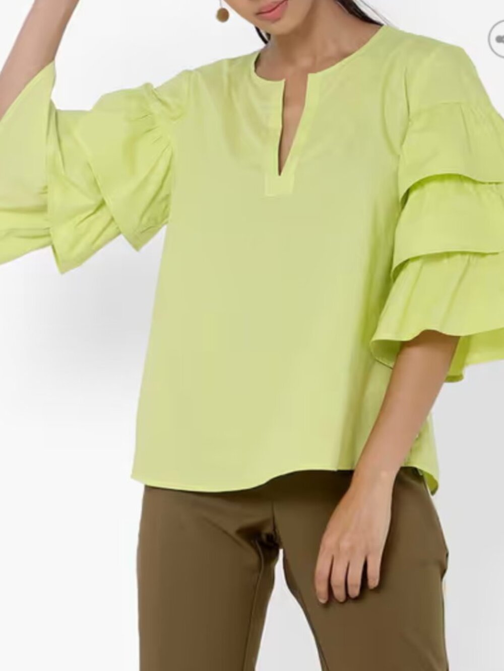 SCOTCH & SODA Cotton Top with Layered Flounce Sleeves